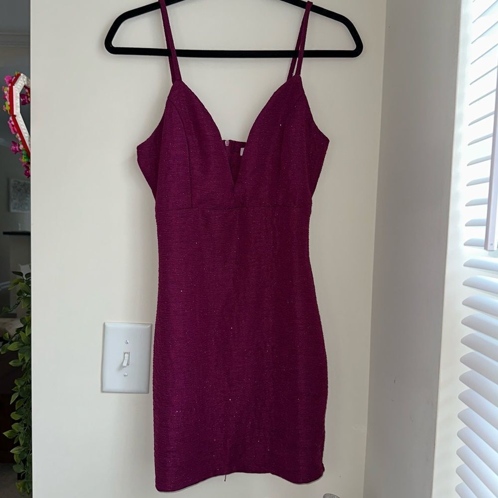 Urban outfitters UO Bailey Blue magenta sparkly plunging going out/party dress